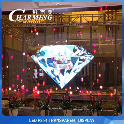 จอ LED โปร่งใส 100*50 ซม. พิกเซล 3.91 มม. ความโปร่งใสสูง 70%