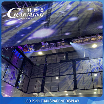 จอ LED โปร่งใส 100*50 ซม. พิกเซล 3.91 มม. ความโปร่งใสสูง 70%