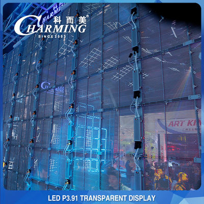 โครงการโฆษณาห้างสรรพสินค้า P3.91 ผนังวีดีโอ LED ใส 4K ภายใน
