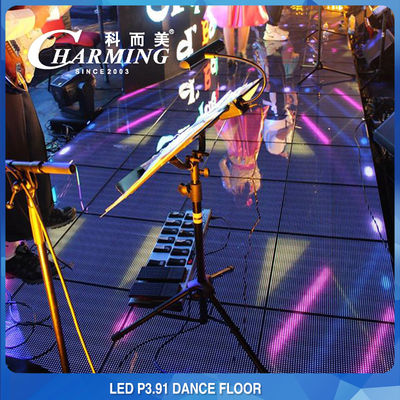P3.91 ฟลอร์เต้นรำฟลอร์วิดีโอ LED แบบเหนี่ยวนำ RGB HD IP65 ความทนทานสูง BIS CE