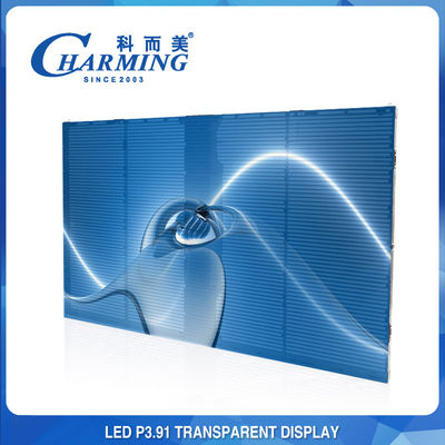 ห้างสรรพสินค้า 3D LED Glass Screen Advertising P3.91 จอแสดงผล LED Video Wall แบบโปร่งใส