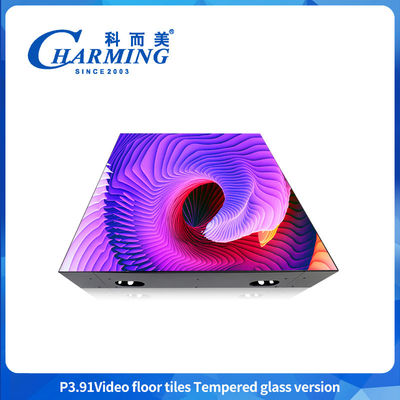 กระจกแข็ง GOB ประเภท P3.91 LED ออกแบบกันน้ํา LED video floor tile ความสว่างสูง LED video floor tile