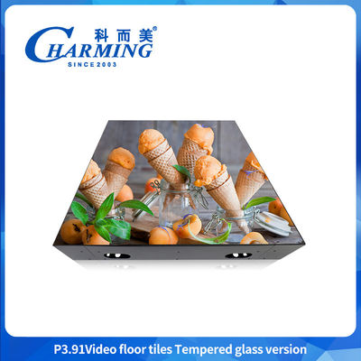 กระจกแข็ง GOB ประเภท P3.91 LED ออกแบบกันน้ํา LED video floor tile ความสว่างสูง LED video floor tile
