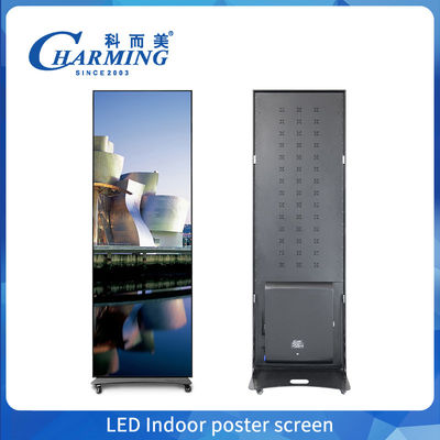โปสเตอร์สเตนด์ LED 4K ความสดใสสูง P1.86 P2 P2.5 ผู้เล่นแผ่นภายใน LED โปสเตอร์สกรีน LED สําหรับศูนย์การค้า