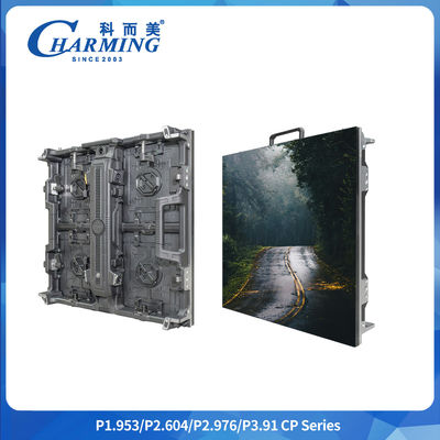ความละเอียดสูง P1.9-3.91 7680hz อัตราการปรับปรุง Cp ซีรีส์ 500 * 500 / 1000 มม สเต็กเกอร์สปลายเช่า สกรูบ Regula นอกและภายในผนังวีดีโอ LED นุ่ม