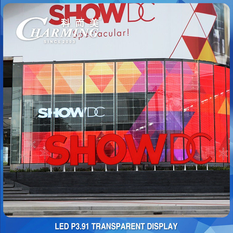 โครงการโฆษณาห้างสรรพสินค้า P3.91 ผนังวีดีโอ LED ใส 4K ภายใน