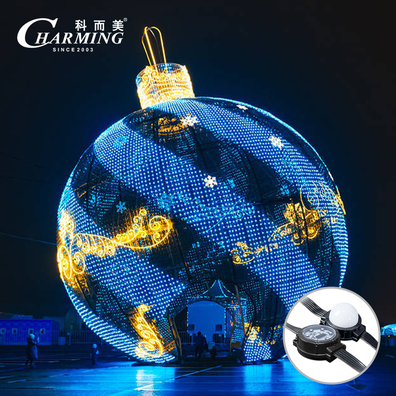 CM-40C ไฟพิกเซลความสว่างสูง φ40x15.2mm RGB IP66 PC Shell เหมาะสําหรับการส่องแสงบิลบอร์ดและสะพาน