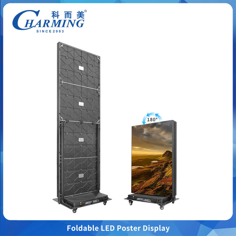 Gob Foldable Led Poster Screen Use For Shopping Mall Store Airport With Wheel Sound Contain Portable