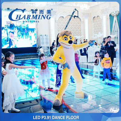 กระเบื้องปูพื้นหน้าจอ LED ที่ใช้งานได้จริง 1920Hz, พื้นดิสโก้เช่ากันน้ำ IP65
