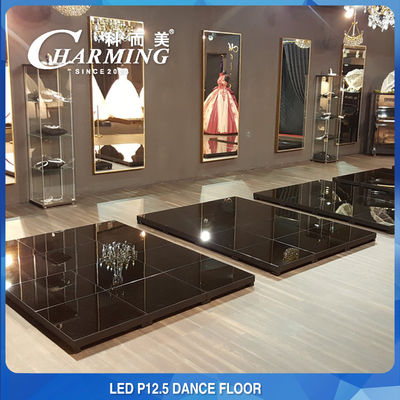 เช่าฟลอร์เต้นรำวิดีโอ LED Temper Glass P12.5 วัสดุเหล็ก