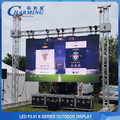คอนเสิร์ต P3.91 จอ LED ติดผนังกลางแจ้ง IP65 256x128 รูปทรงโค้ง