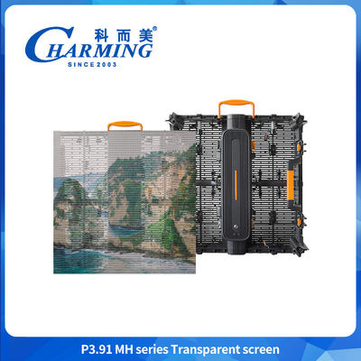 การผสมผสานแบบไร้รอย P3.91MH ซีรีส์ 140 ° การปรับรัดเรเดียนจอโปร่งใสที่มีปุ่มสัญญาณ