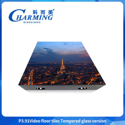 500*500 มม ประกาศภายในและภายนอก พื้นเต้นรํา งานแต่งงาน งานเลี้ยง วัสดุกระจก วัสดุ 200W LED Video Floor Tile Screen