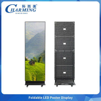 Contain Sound Foldable Led Poster Screen Use For Indoor Commercial Display With 360° Wheel Portable
